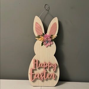 Easter Bunny Wall Decor with Pink Accents